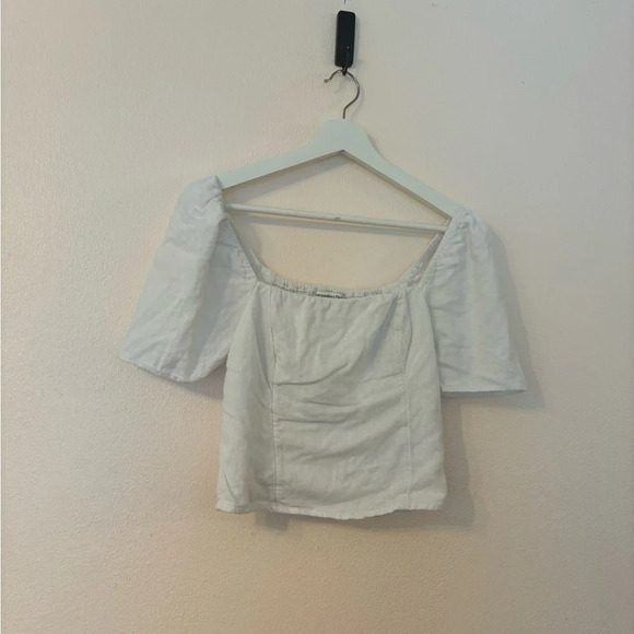 Abercrombie and Fitch White linen blend top size small - Picture 5 of 5
